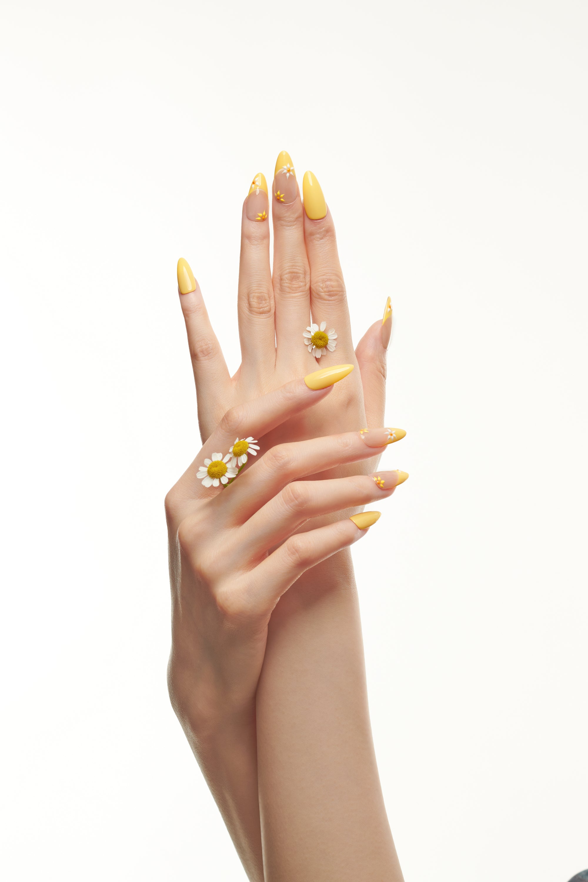 Sunpetal / No.22 – Long Almond in Sheer Blush and Sunlit Yellow with Tiny Floral Accents