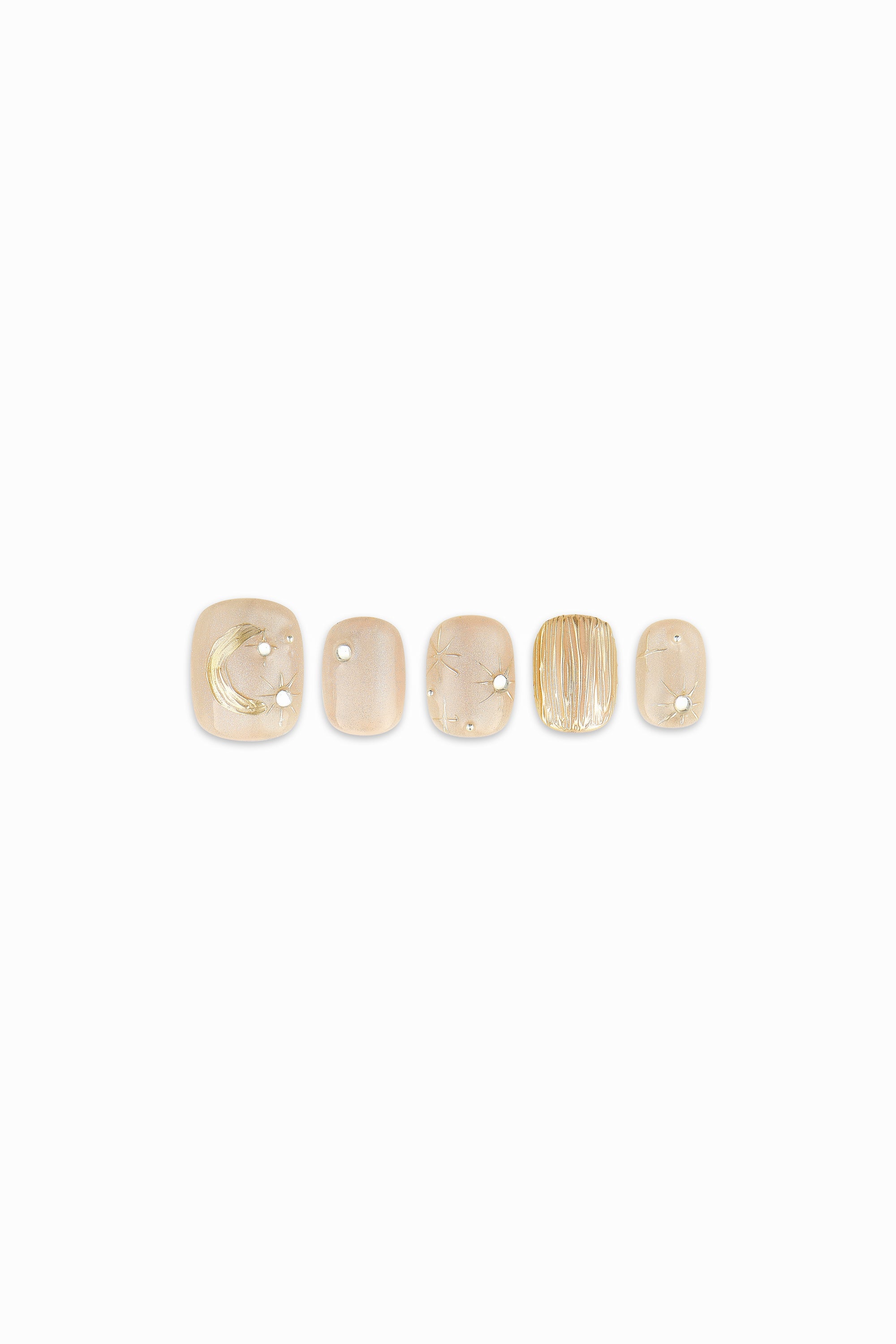 Lunar Layer / No.03 − Champagne Shimmer Nails with Stars and Crystals