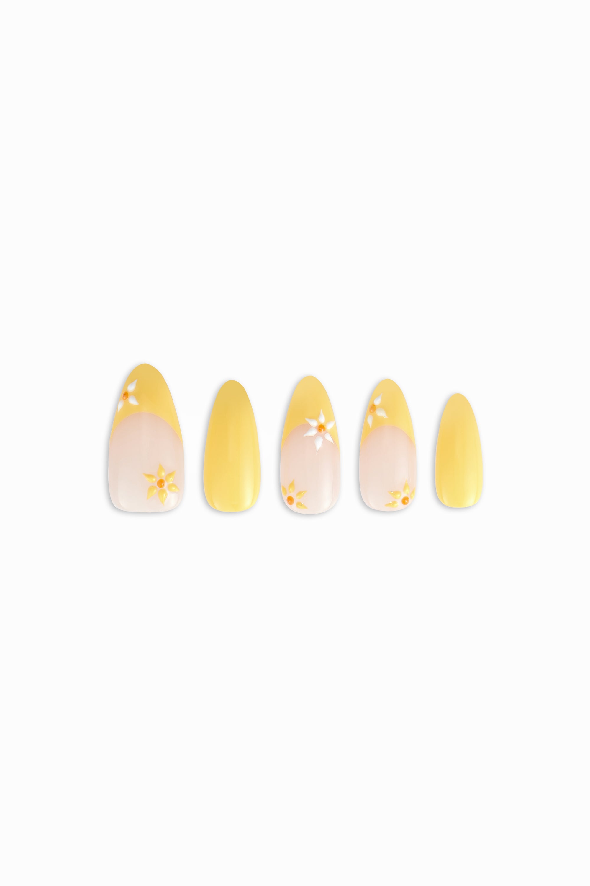 Sunpetal / No.22 – Long Almond in Sheer Blush and Sunlit Yellow with Tiny Floral Accents