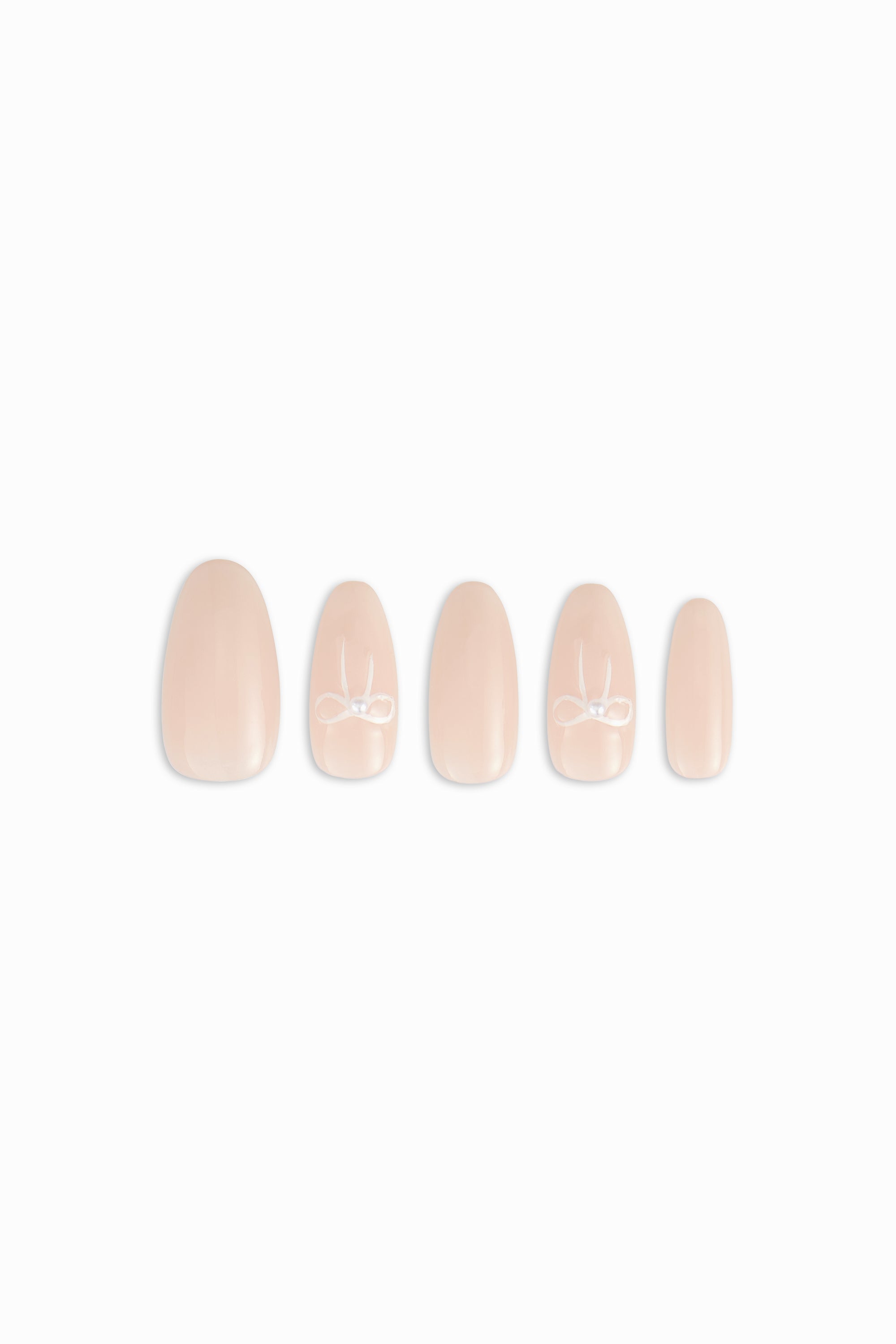 Held Note / No.20 – Medium Almond in Sheer Pink with Sculpted Pearl Bow Accent